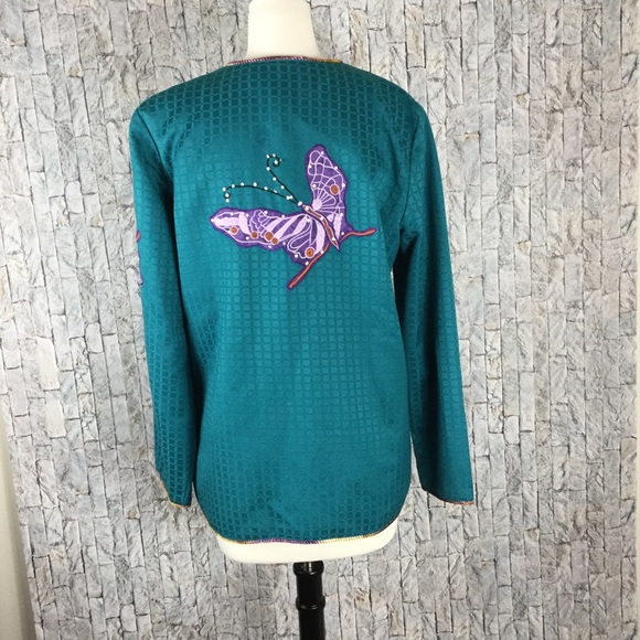 Indigo Moon teal embellished jacket - Size S - Picture 2 of 5